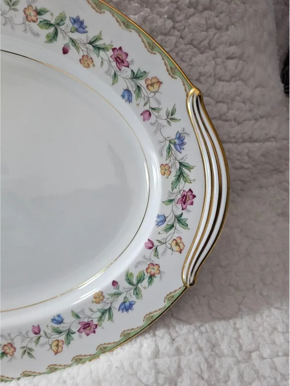 Vintage Noritake Elmhurst Platter Oval Floral Ceramic Porcelain Gold Trim 16.5" - Picture 5 of 13